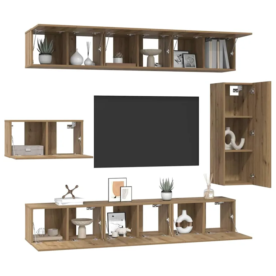 Ensemble meuble TV 8 pcs Chêne artisanal Bois d'ingénierie - 3