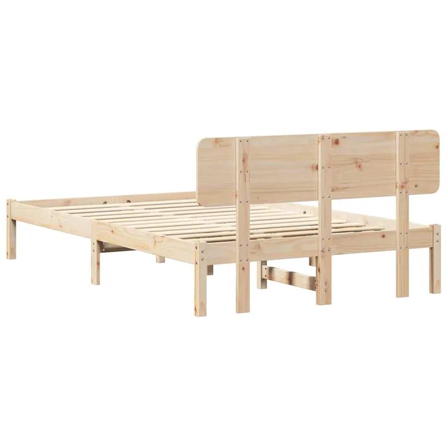 Cadre de lit avec tête de lit Naturel 120 x 200 cm Pin massif - 7