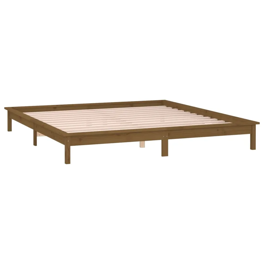 Cadre de lit à LED sans matelas 140x190 cm bois massif - 6