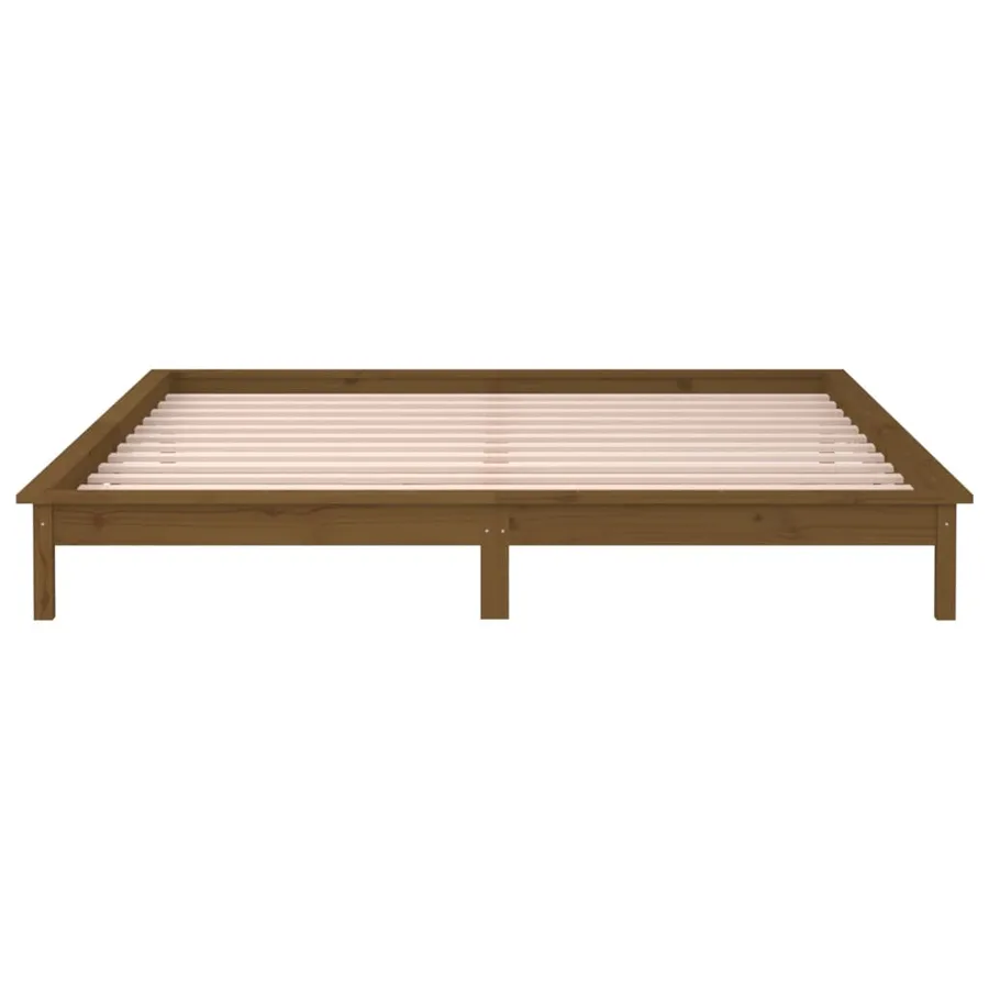 Cadre de lit à LED sans matelas 140x190 cm bois massif - 7
