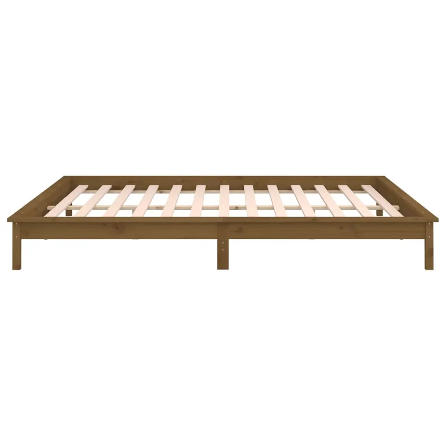 Cadre de lit à LED sans matelas 140x190 cm bois massif - 8
