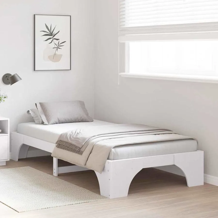 Cadre de lit Blanc 80 x 200 cm Pin massif - 3