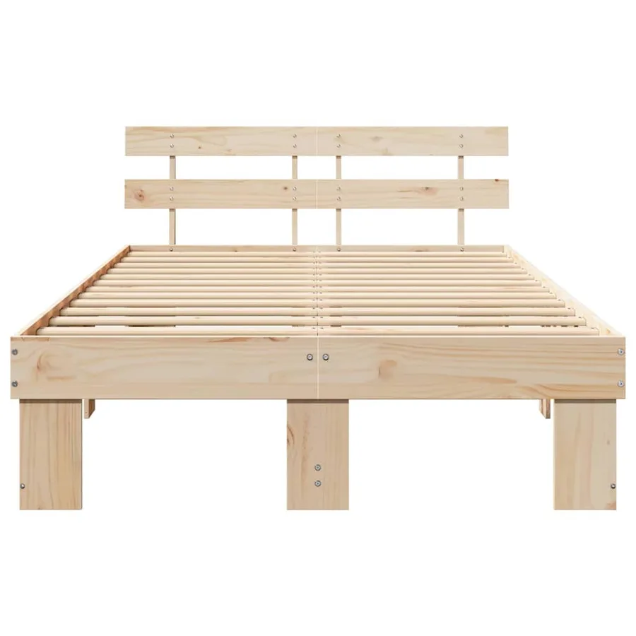 Cadre de lit avec tête de lit Naturel 135 x 190 cm Pin massif - 5