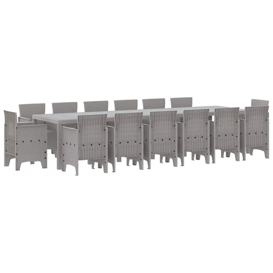 Ensemble de salle à manger pour jardin 15 pcs Gris clair - 2