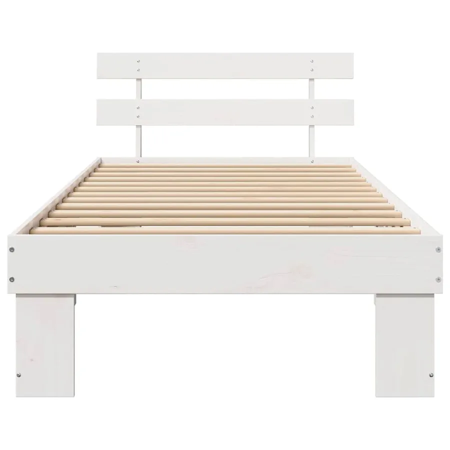 Cadre de lit avec tête de lit Blanc 75 x 190 cm Pin massif - 5