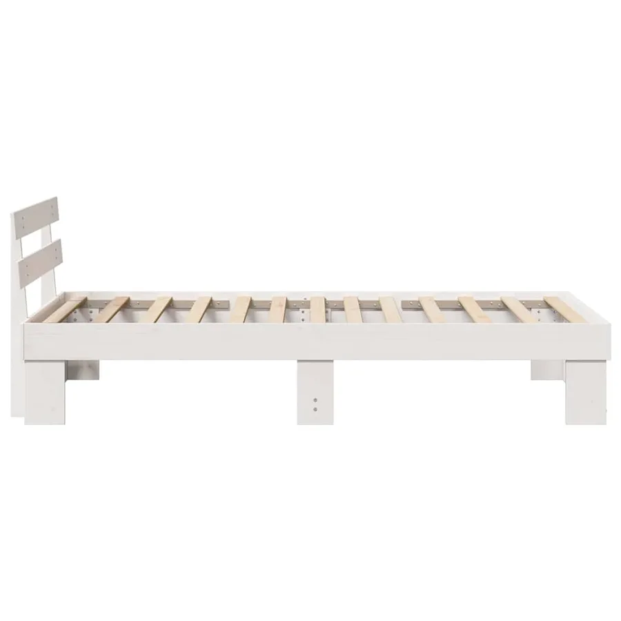 Cadre de lit avec tête de lit Blanc 75 x 190 cm Pin massif - 6