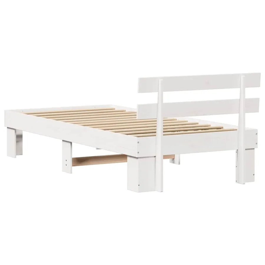 Cadre de lit avec tête de lit Blanc 75 x 190 cm Pin massif - 7