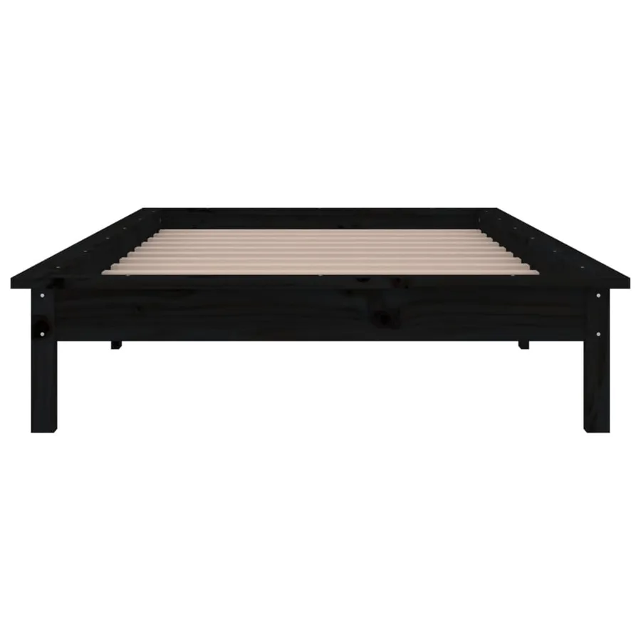 Cadre de lit à LED sans matelas noir 75x190 cm bois massif - 7