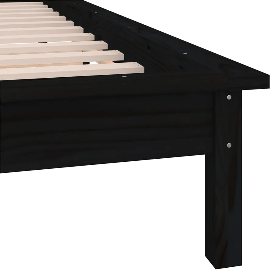 Cadre de lit à LED sans matelas noir 75x190 cm bois massif - 9