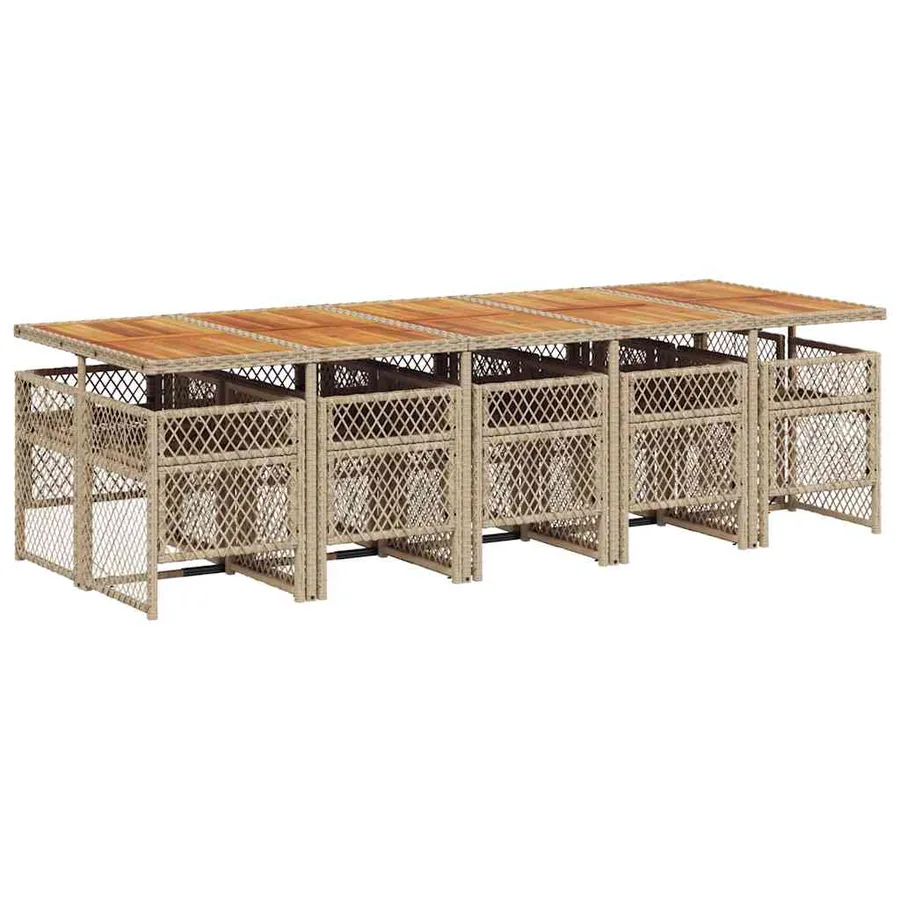 Ensemble à manger de jardin et coussins 11 pcs beige poly rotin - 5