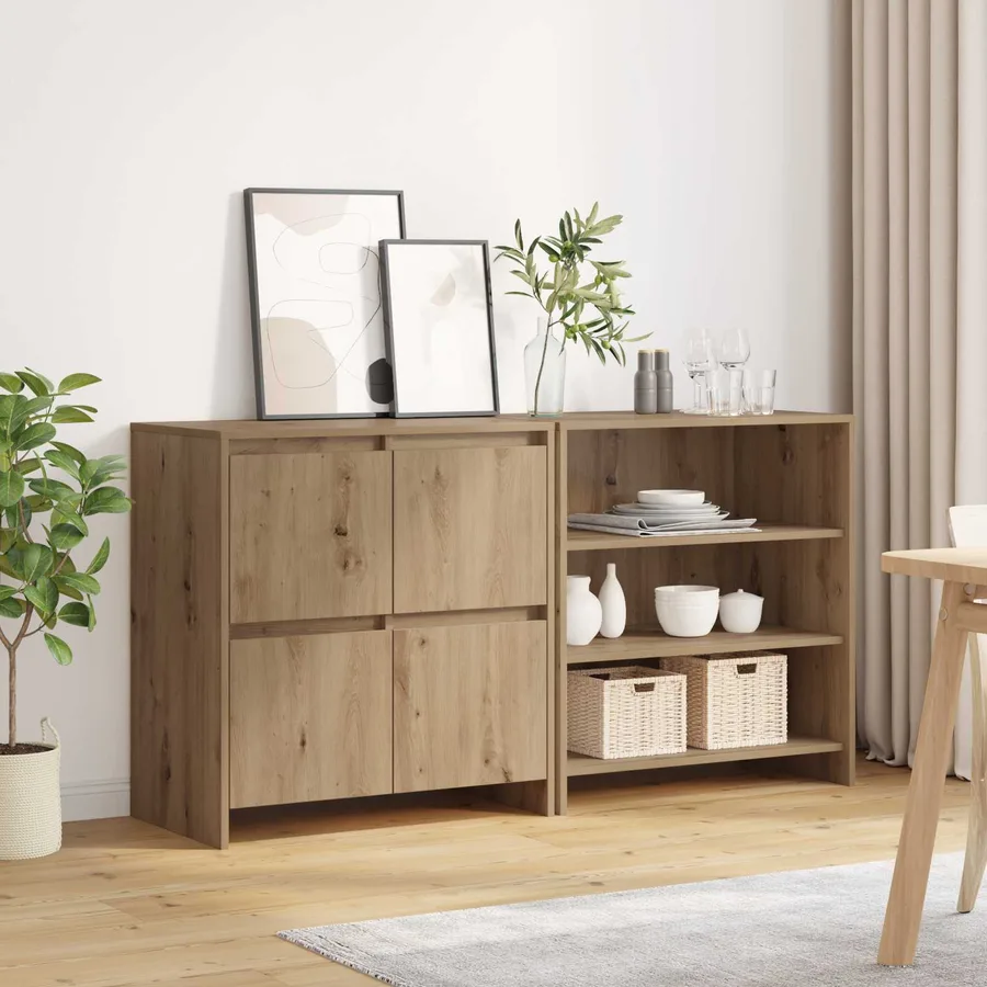 Buffet 2 pcs Chêne artisanal 70 x 41 x 75 cm Bois d'ingénierie - 4