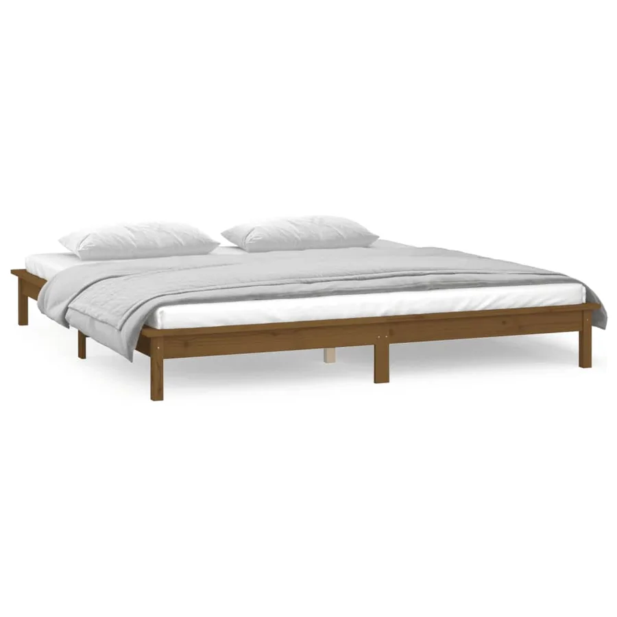 Cadre de lit à LED sans matelas 140x200 cm bois massif - 4