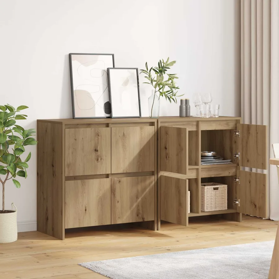 Buffets 2 pcs chêne artisanal 70 x 41 x 75 cm Bois d'ingénierie - 4