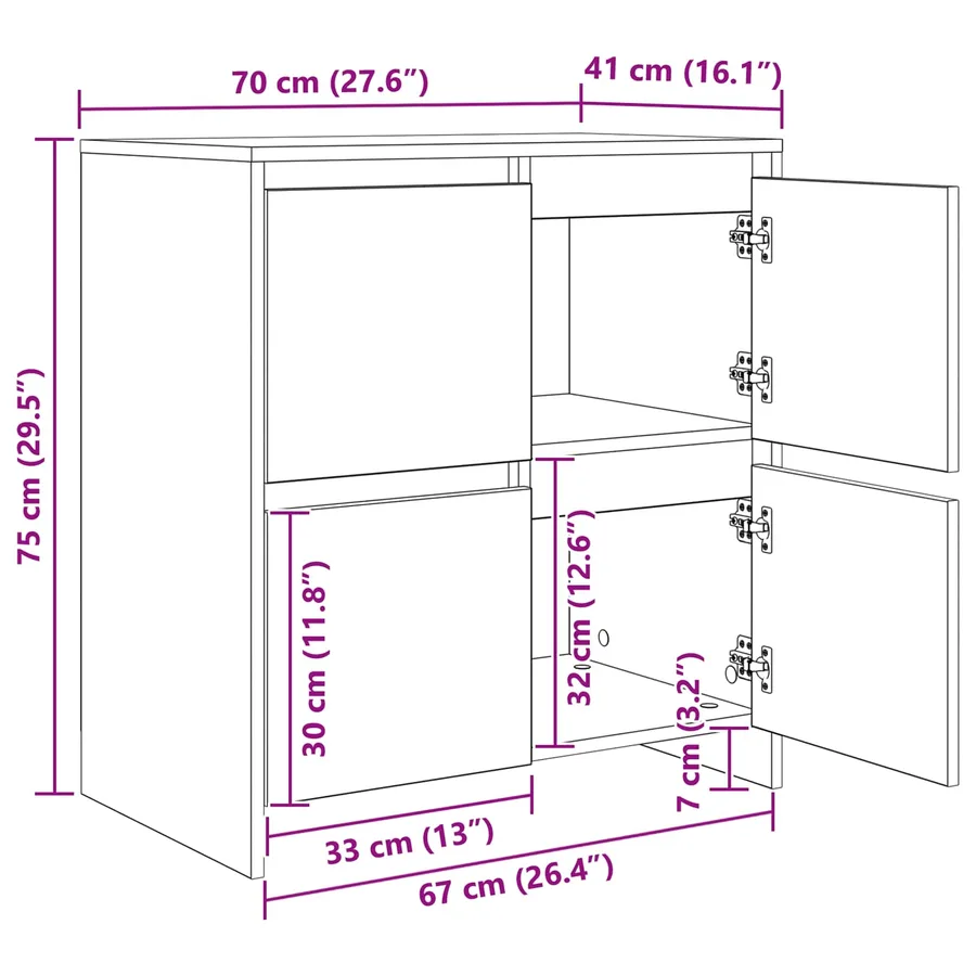 Buffet Chêne noir 70 x 41 x 75 cm Bois d'ingénierie - 13