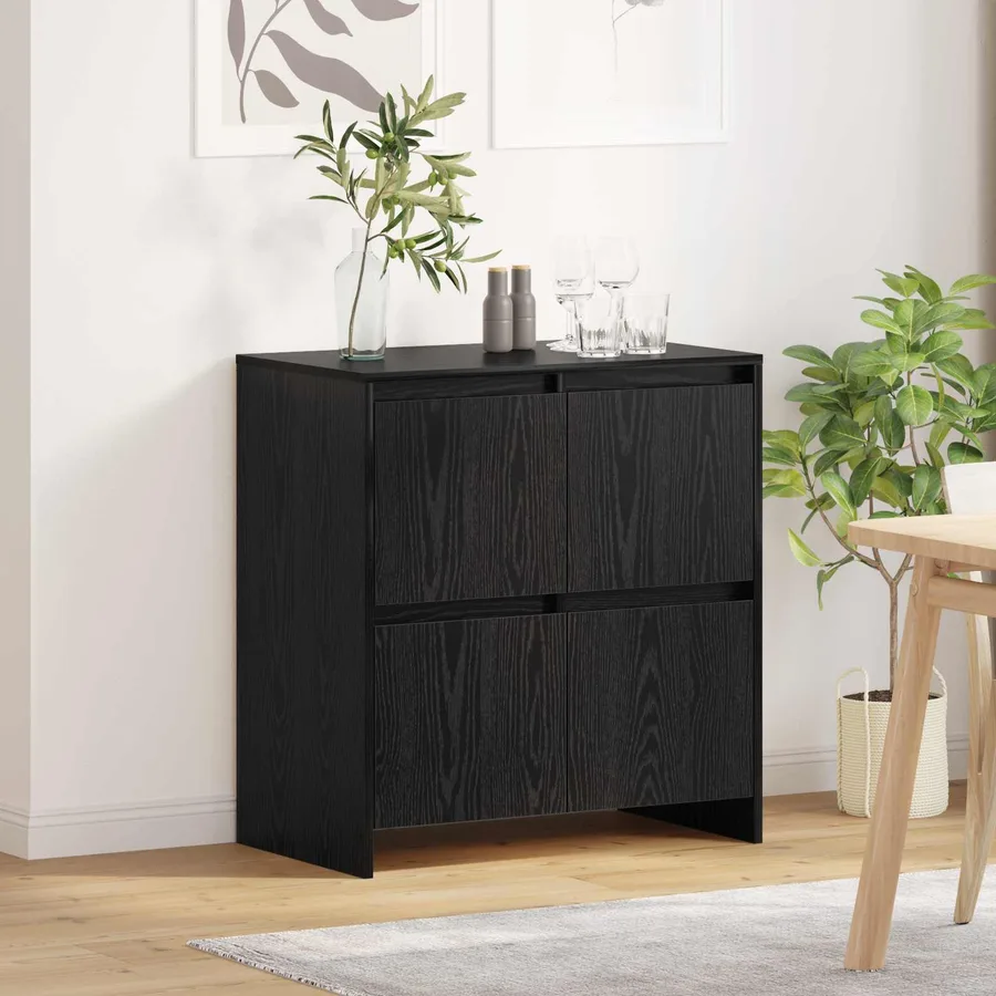 Buffet Chêne noir 70 x 41 x 75 cm Bois d'ingénierie - 4