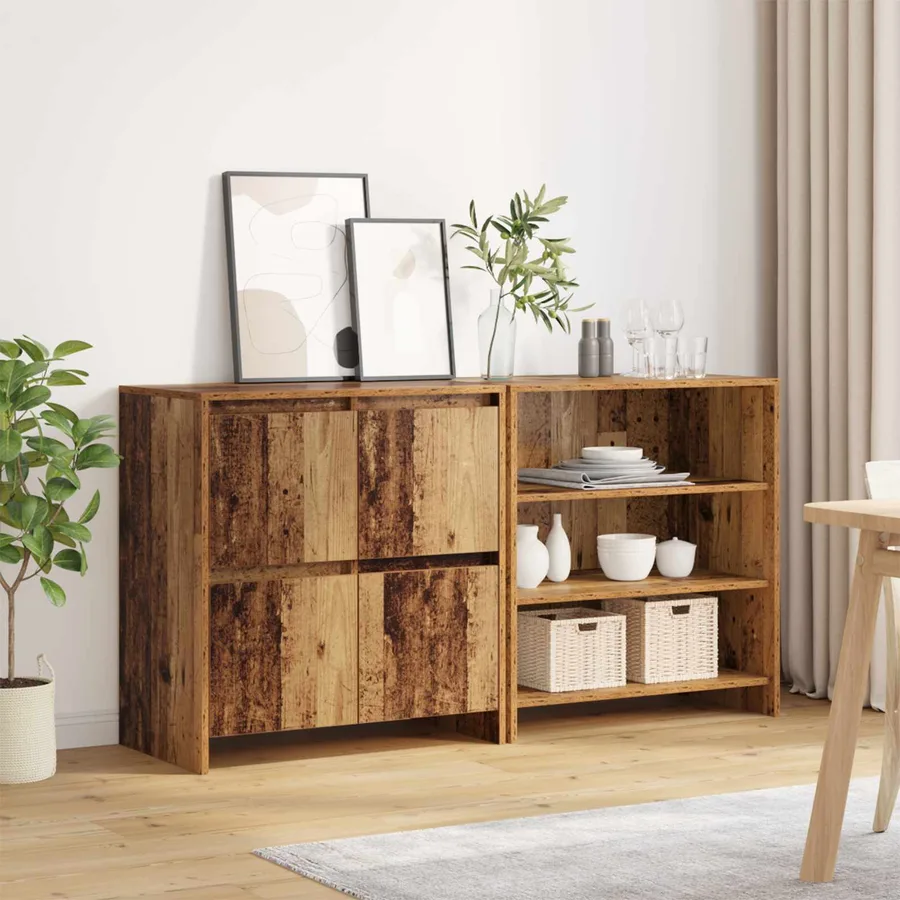 Buffet 2 pcs Bois ancien 70 x 41 x 75 cm Bois d'ingénierie - 4