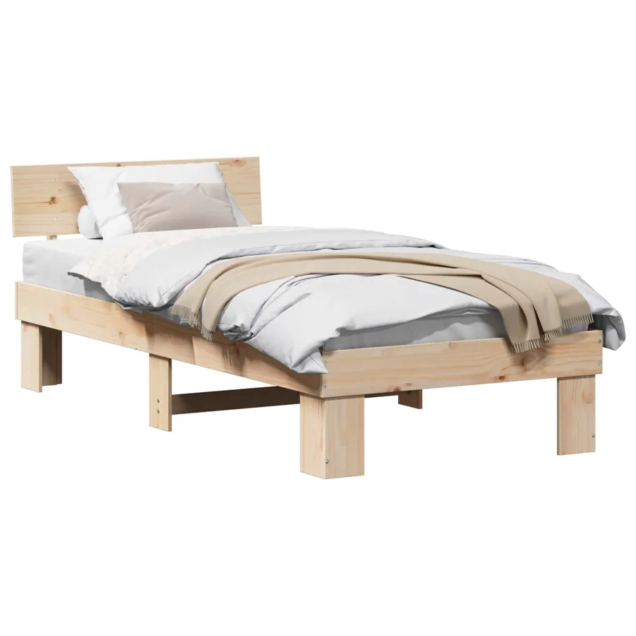 Cadre de lit avec tête de lit Naturel 75 x 190 cm Pin massif - 2