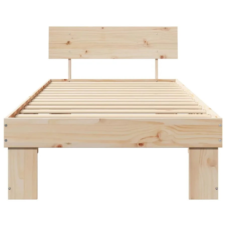 Cadre de lit avec tête de lit Naturel 75 x 190 cm Pin massif - 5