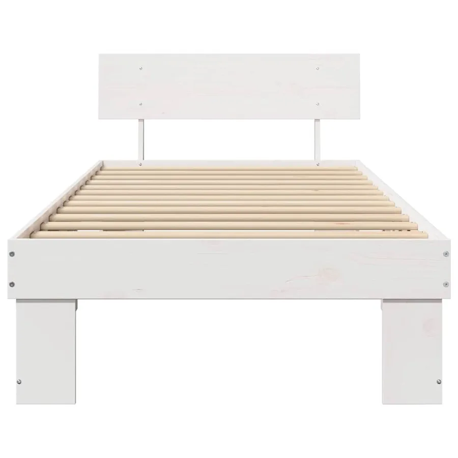 Cadre de lit avec tête de lit Blanc 90 x 200 cm Pin massif - 5