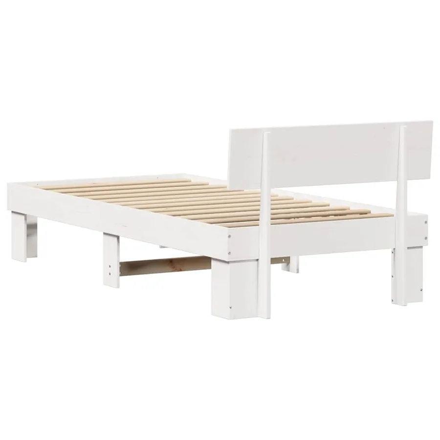 Cadre de lit avec tête de lit Blanc 90 x 200 cm Pin massif - 7