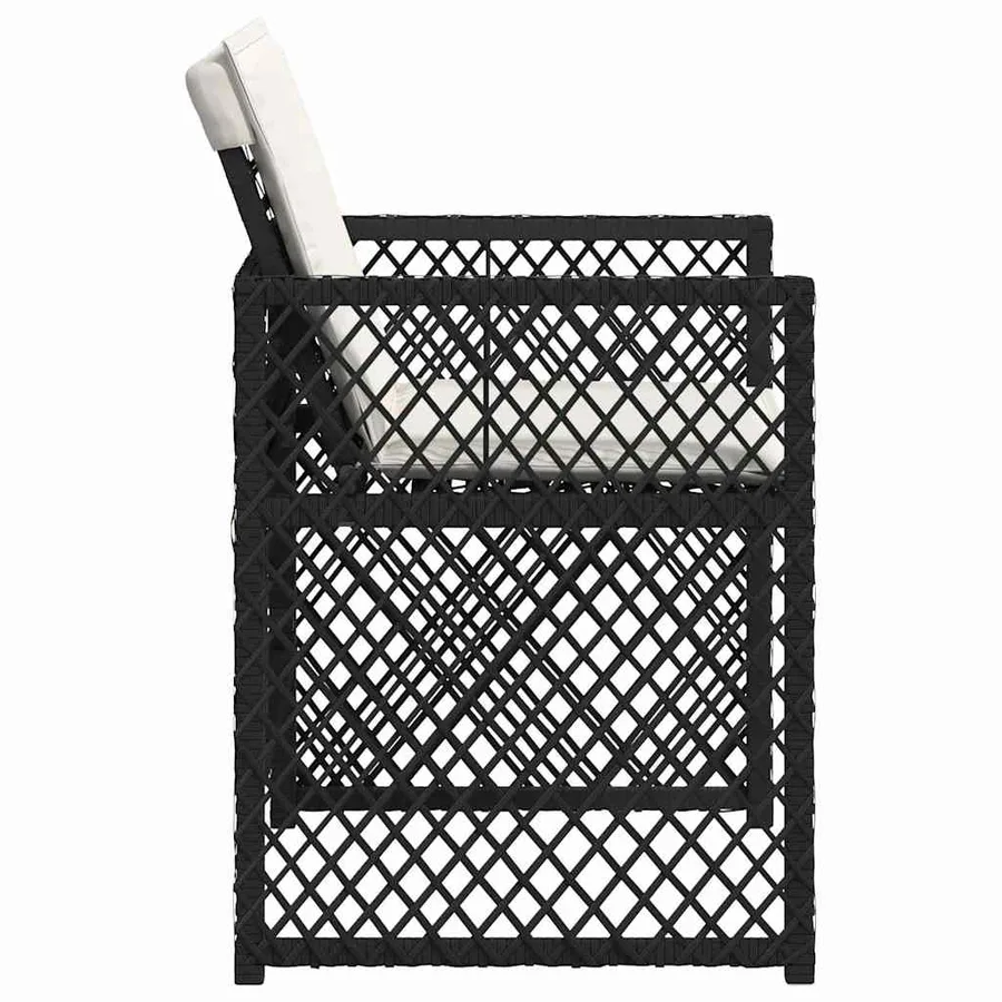 Chaises de jardin lot de 4 avec coussins noir résine tressée - 6
