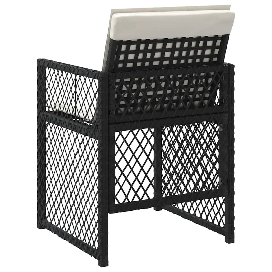 Chaises de jardin lot de 4 avec coussins noir résine tressée - 7