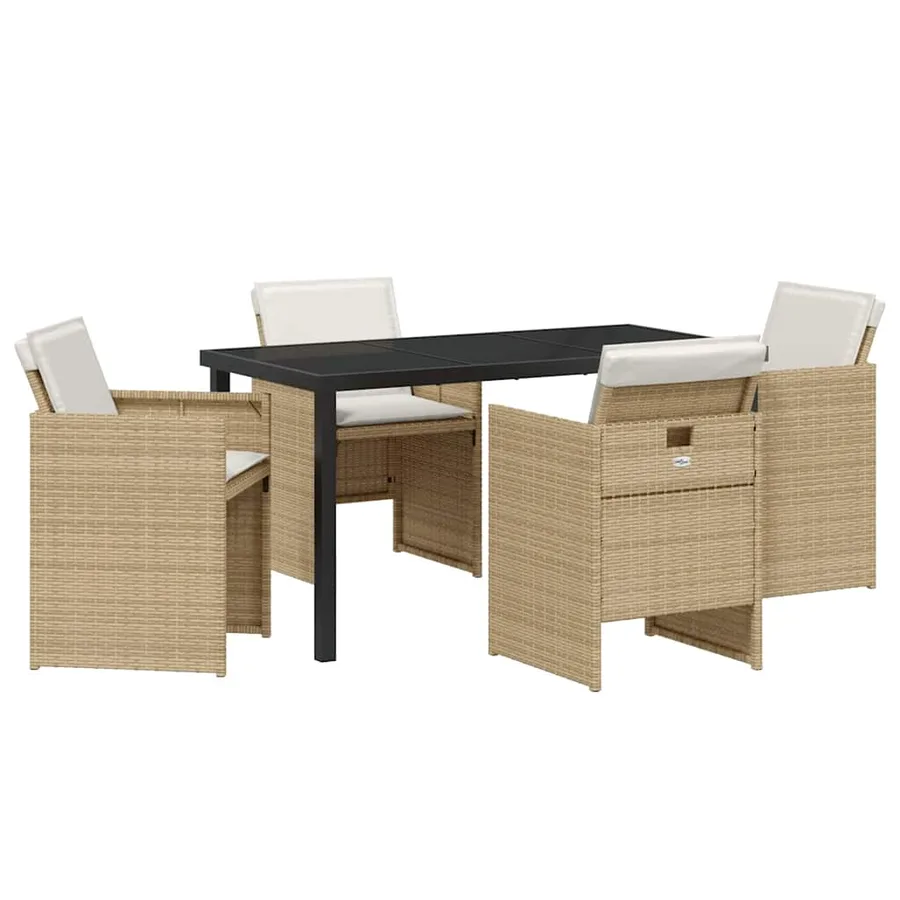 Ensemble de salle à manger pour jardin 5 pcs Beige polyrotin - 2