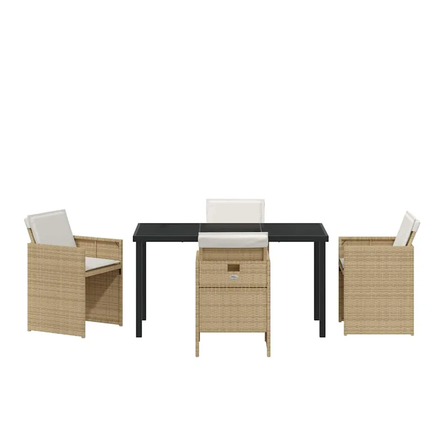 Ensemble de salle à manger pour jardin 5 pcs Beige polyrotin - 7