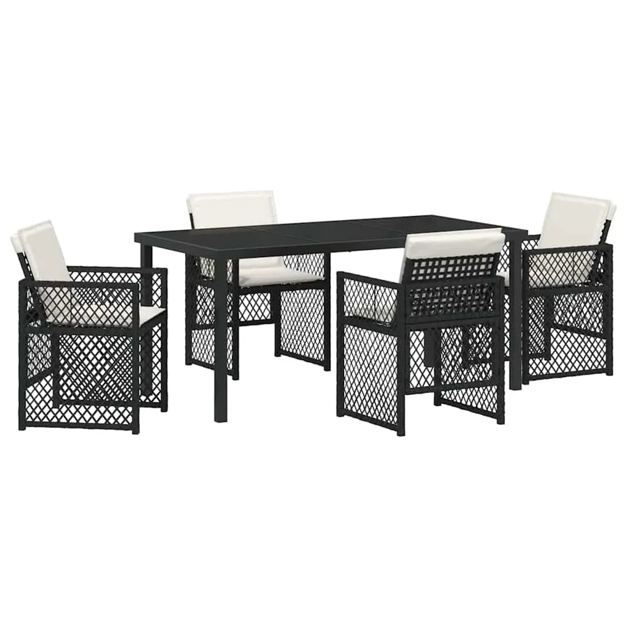 Ensemble de salle à manger pour jardin 5 pcs Noir polyrotin - 2