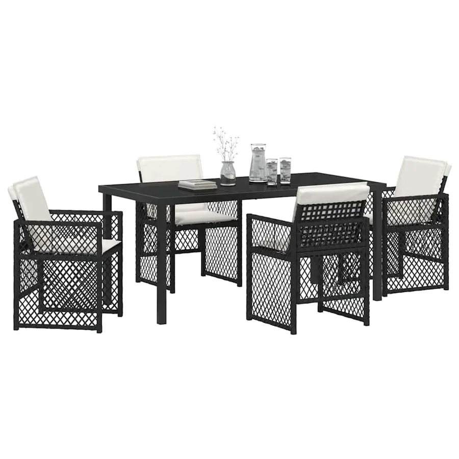 Ensemble de salle à manger pour jardin 5 pcs Noir polyrotin - 3