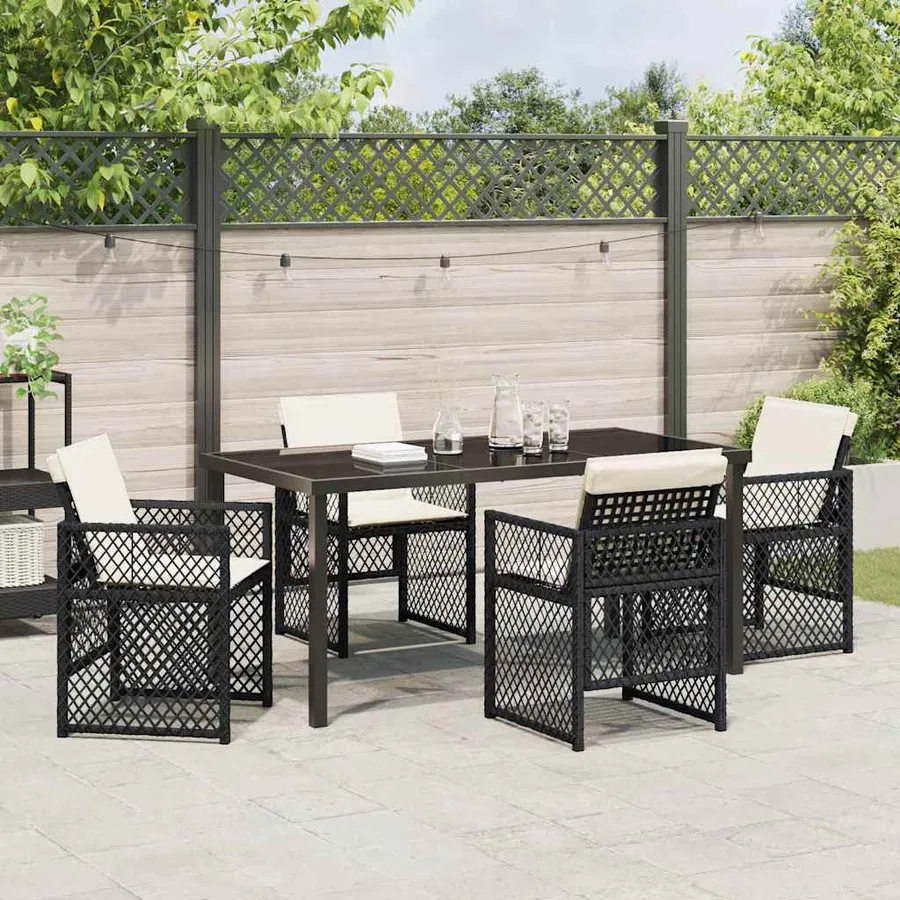 Ensemble de salle à manger pour jardin 5 pcs Noir polyrotin - 4