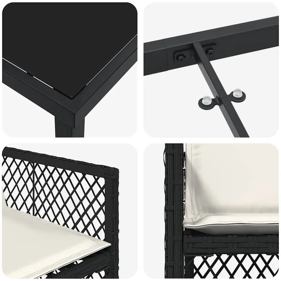 Ensemble de salle à manger pour jardin 5 pcs Noir polyrotin - 9