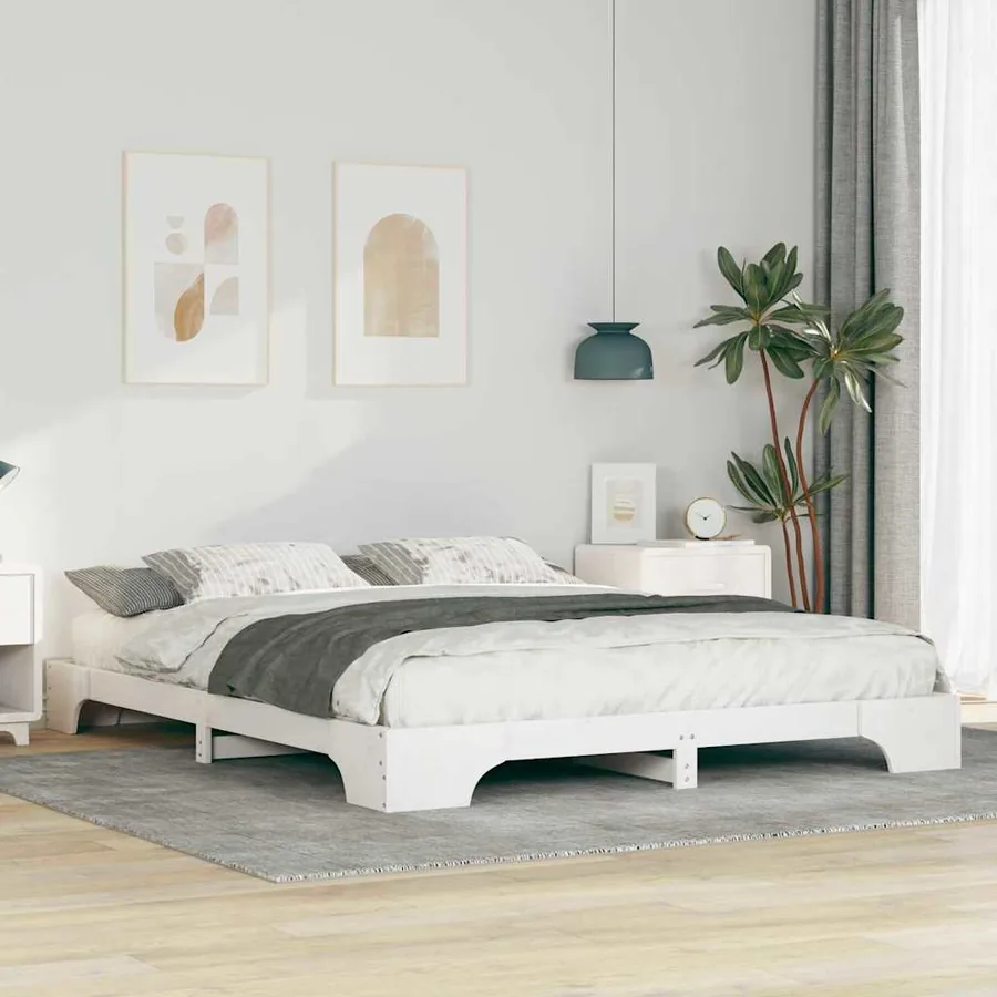 Cadre de lit Blanc 160 x 220 cm Pin massif