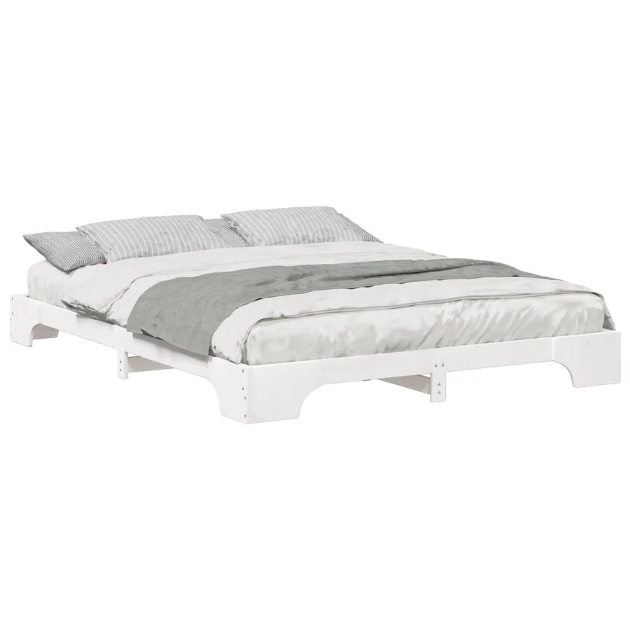 Cadre de lit Blanc 160 x 220 cm Pin massif - 2