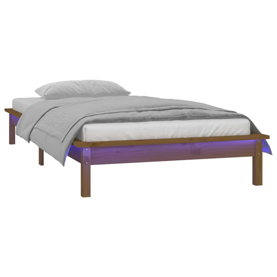 Cadre de lit à LED sans matelas 100x200 cm bois massif - 3