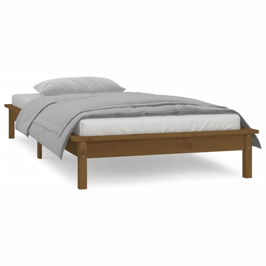 Cadre de lit à LED sans matelas 100x200 cm bois massif - 4