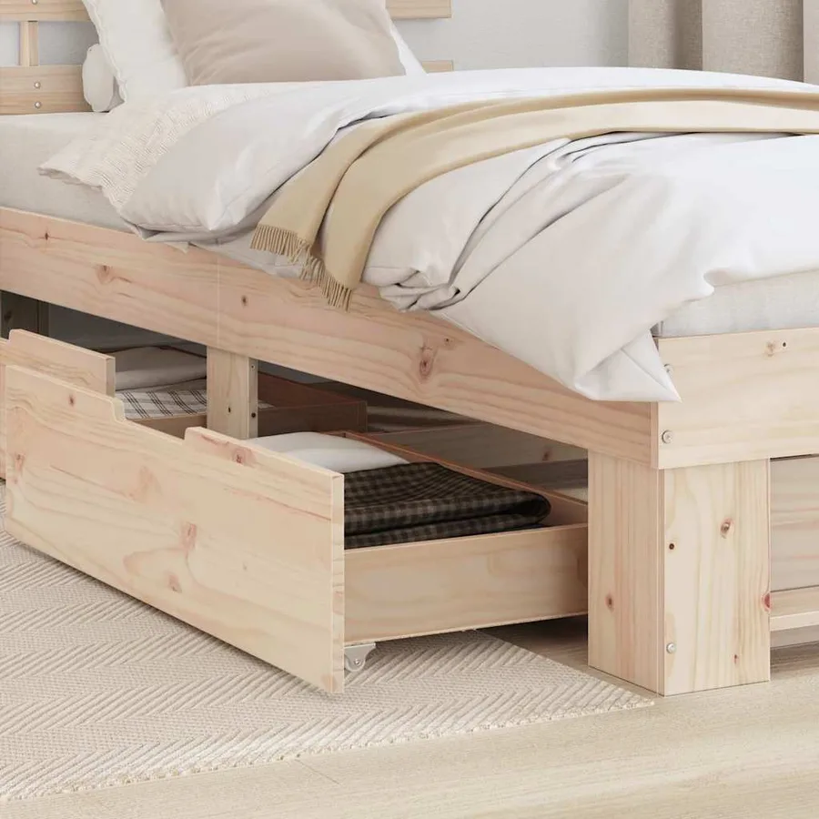 Cadre de lit avec tête de lit Naturel 80 x 200 cm Pin massif - 4