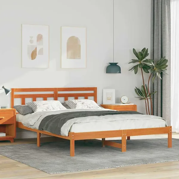 Cadre de lit Marron 140 x 200 cm Pin massif