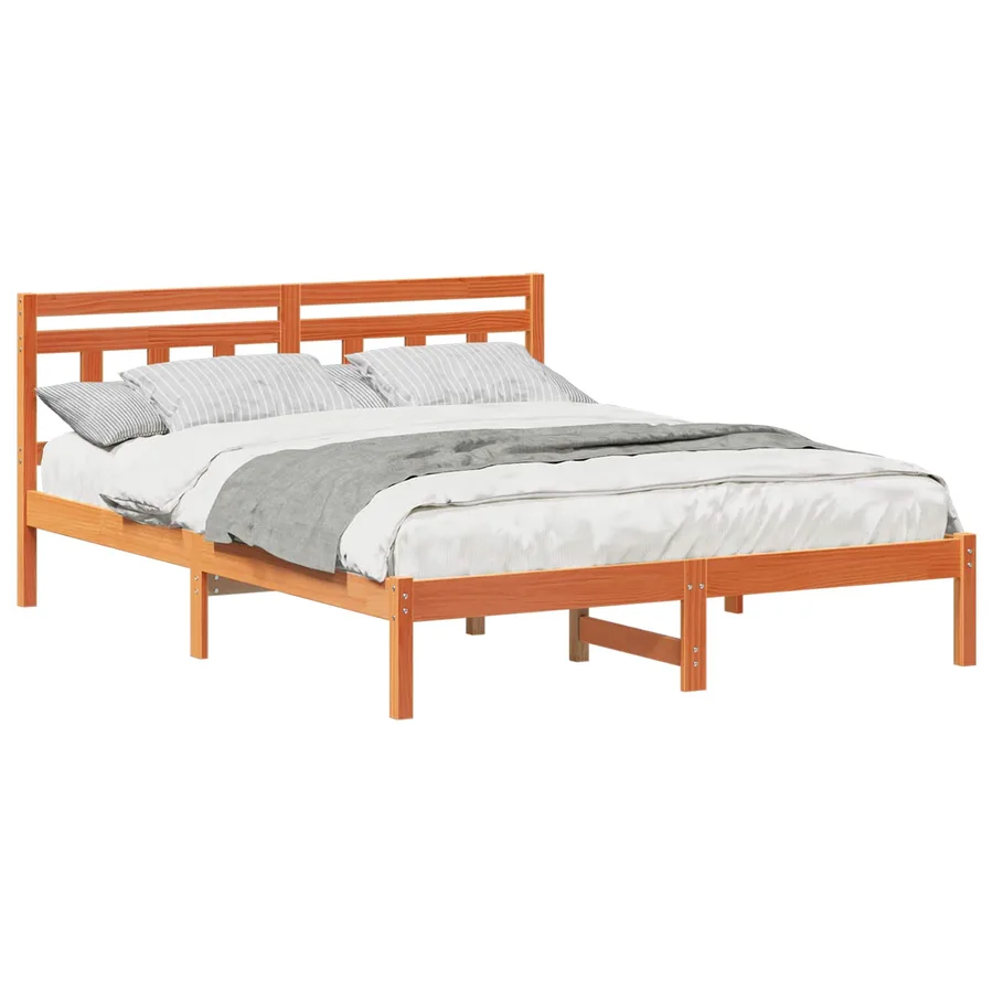 Cadre de lit Marron 140 x 200 cm Pin massif - 2