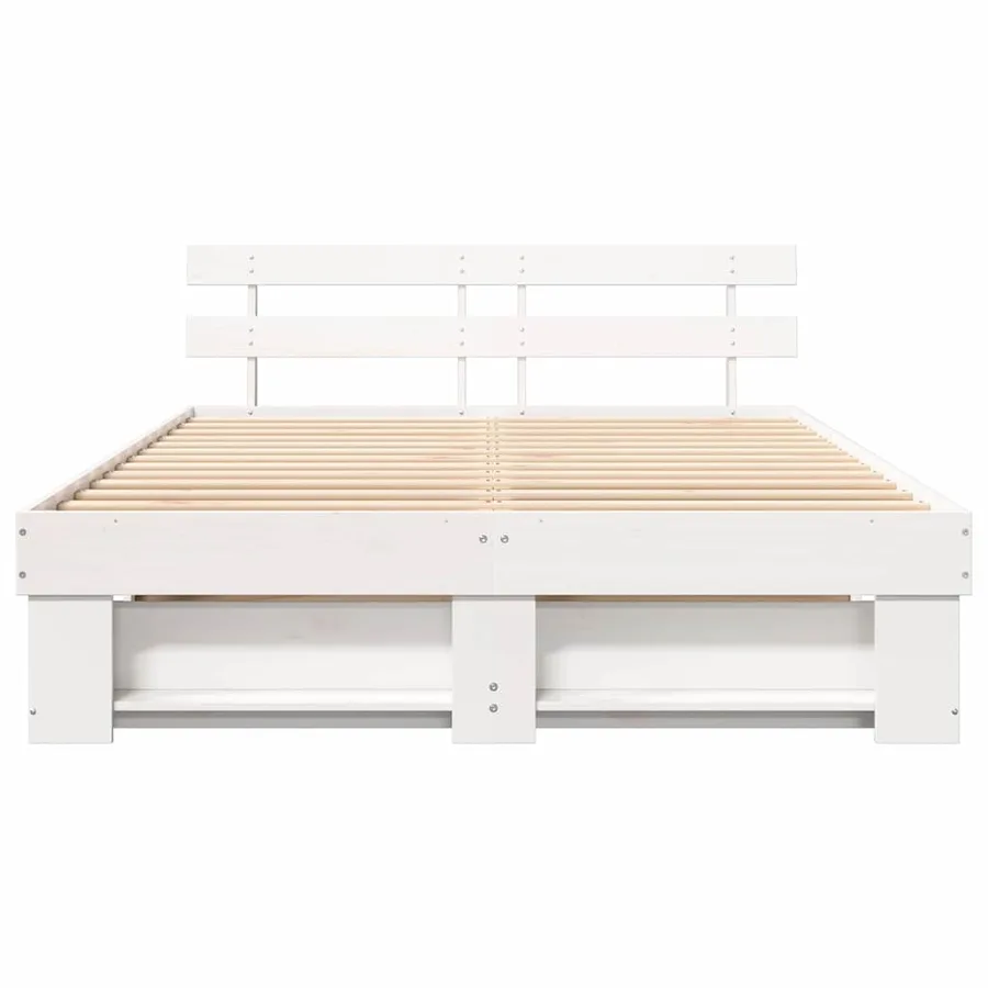Cadre de lit avec tête de lit Blanc 150 x 200 cm Pin massif - 5