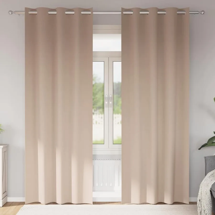 Rideaux occultants avec anneaux 2 pcs Taupe 225 x 140 cm