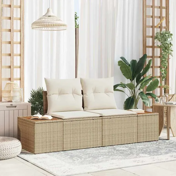 Canapé de jardin Beige 184 x 62 x 85cm polyrotin
