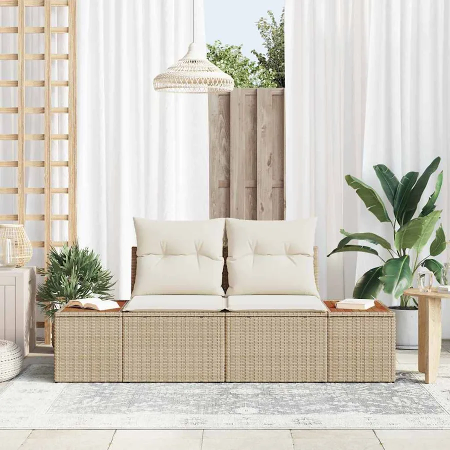 Canapé de jardin Beige 184 x 62 x 85cm polyrotin - 3