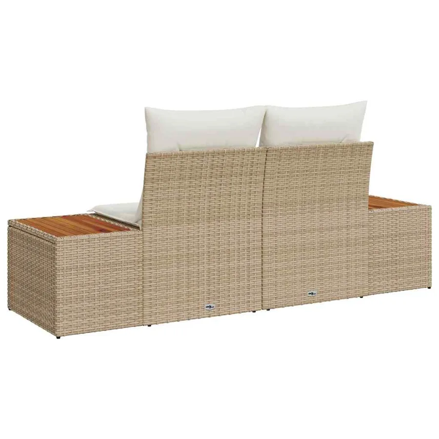 Canapé de jardin Beige 184 x 62 x 85cm polyrotin - 4