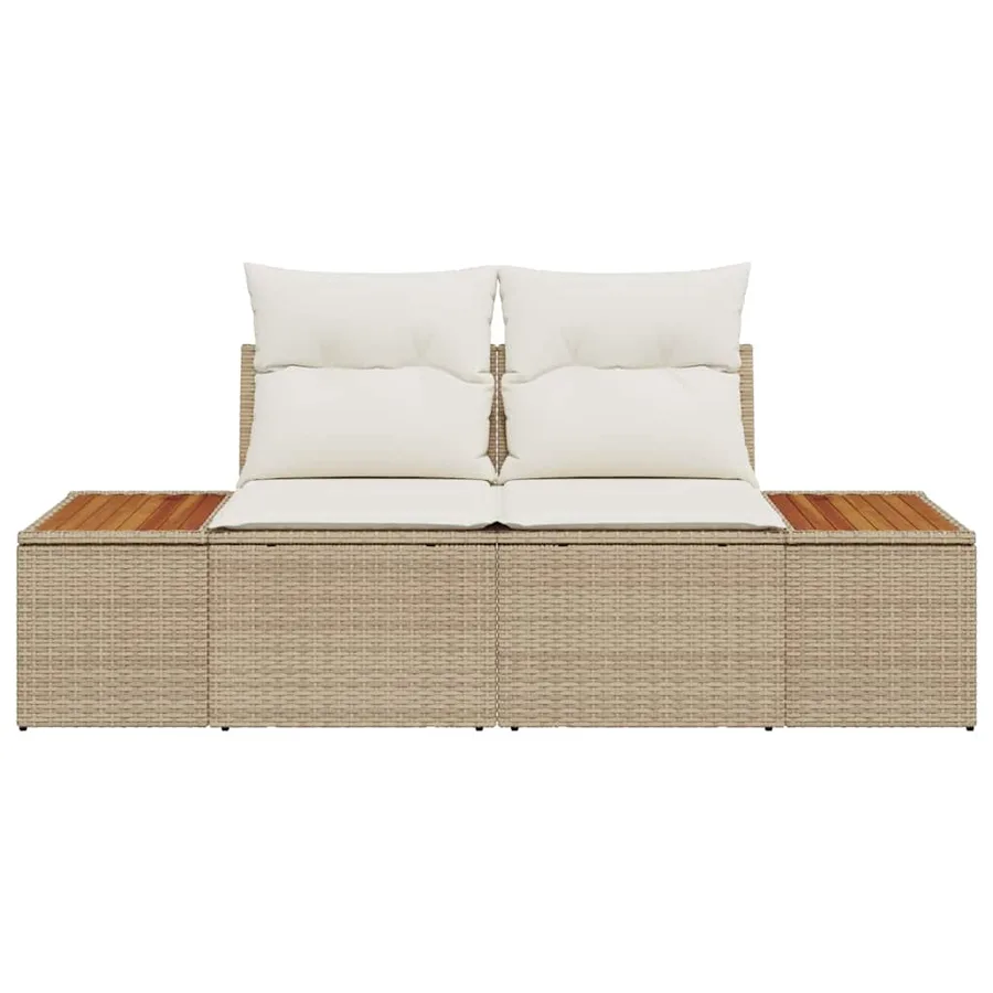 Canapé de jardin Beige 184 x 62 x 85cm polyrotin - 5