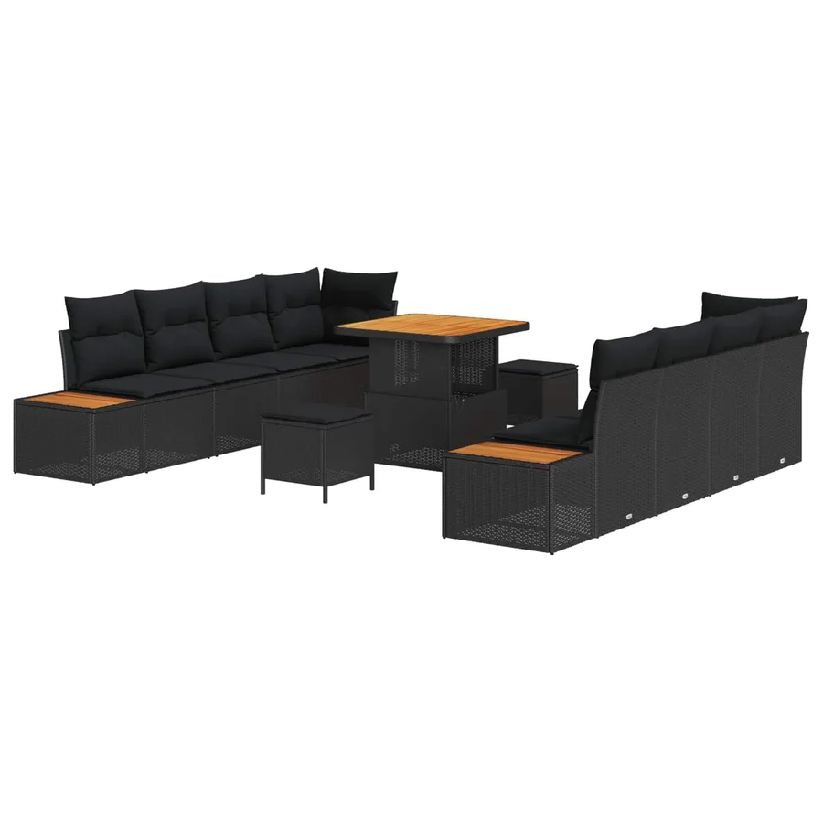 Ensemble de canapé de jardin avec coussin 11 pcs Noir - 2