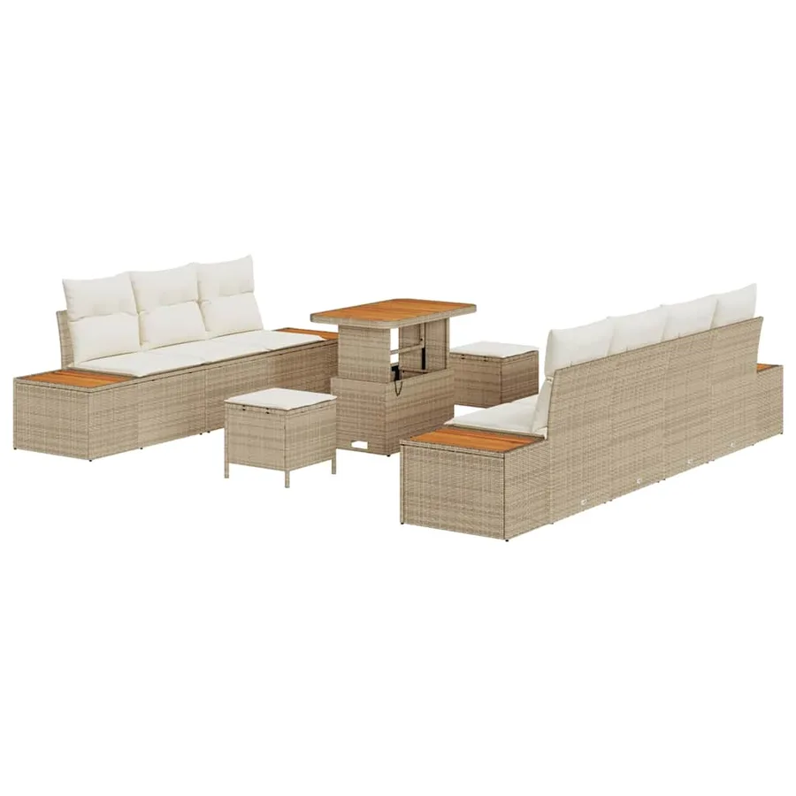 Ensemble de canapé de jardin 10 pcs Beige Poly rotin - 2