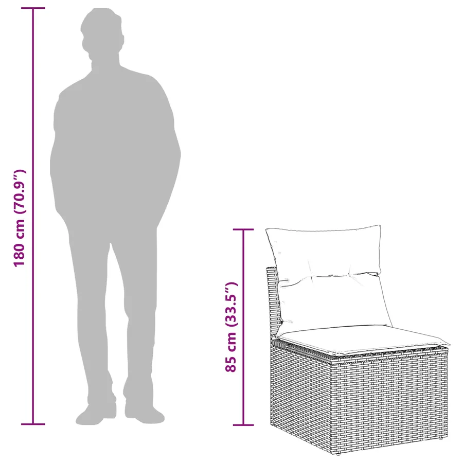 Ensemble de canapé de jardin avec coussin 5 pcs Noir polyrotin - 4