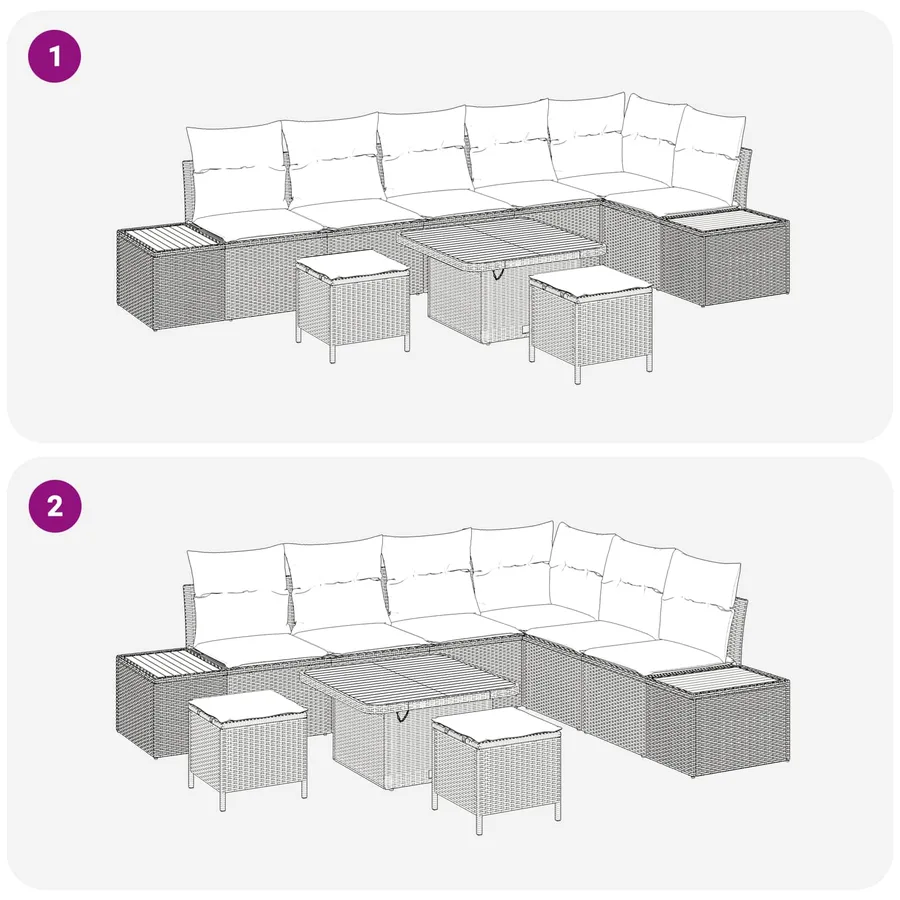 Ensemble de canapé de jardin avec coussin 9 pcs Noir - 10