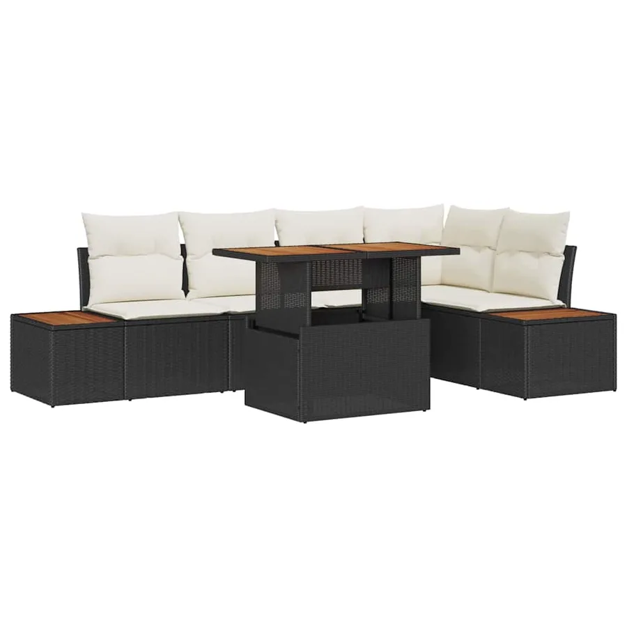 Ensemble de canapé de jardin 6 pcs Noir Poly rotin - 2